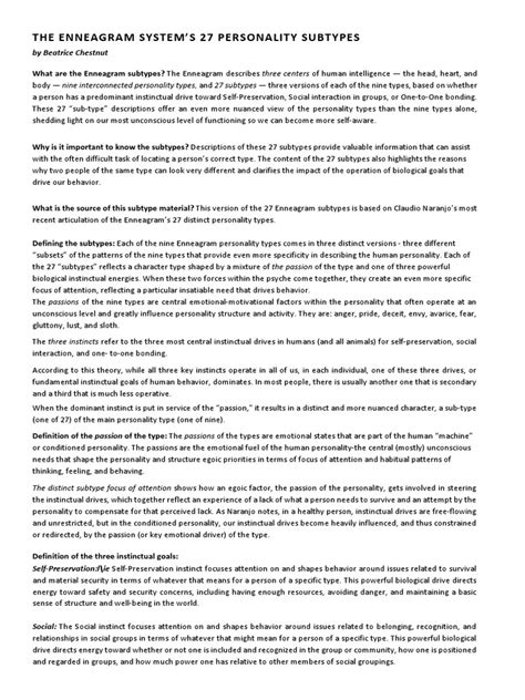 beatrice chestnut subtypes|The Enneagram System's 27 Personality Subtypes.